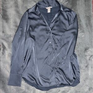 Women’s H&M Blue Silky Button Down Shirt